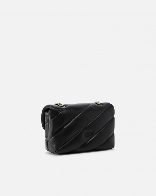 Pinko Love Mini Puff Maxi Quilt Black Leather Τσάντα